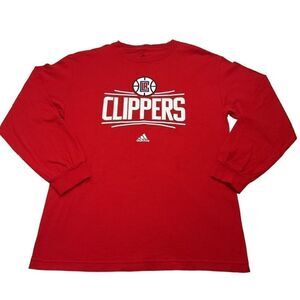 Adidas Los Angeles Clippers Long Sleeve Shirt Men's‎ Medium Red  Front Graphic